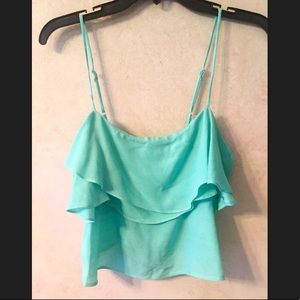 💚Aqua Zipper Tobi Ruffle Top!💚